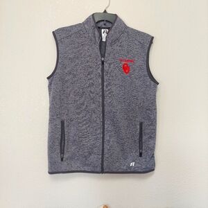 Oklahoma University Mens Russell Embroider Full Zipper Knit Fleece Vest Size L